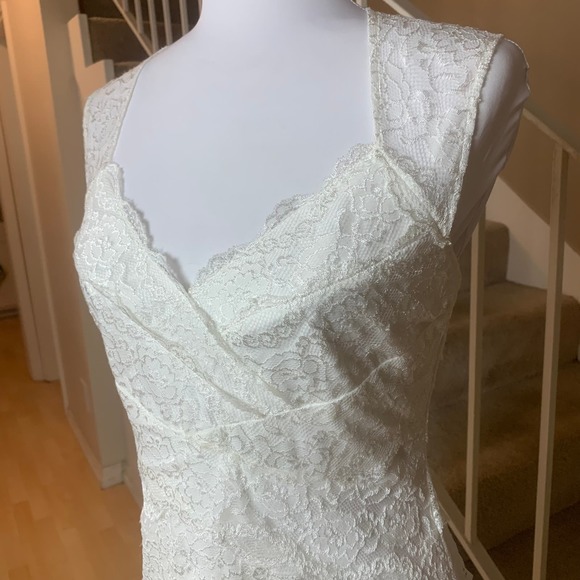 DB Studio Layered Floral Lace Short Bodycon Dress with Keyhole Back White Size 8 - Picture 7 of 16